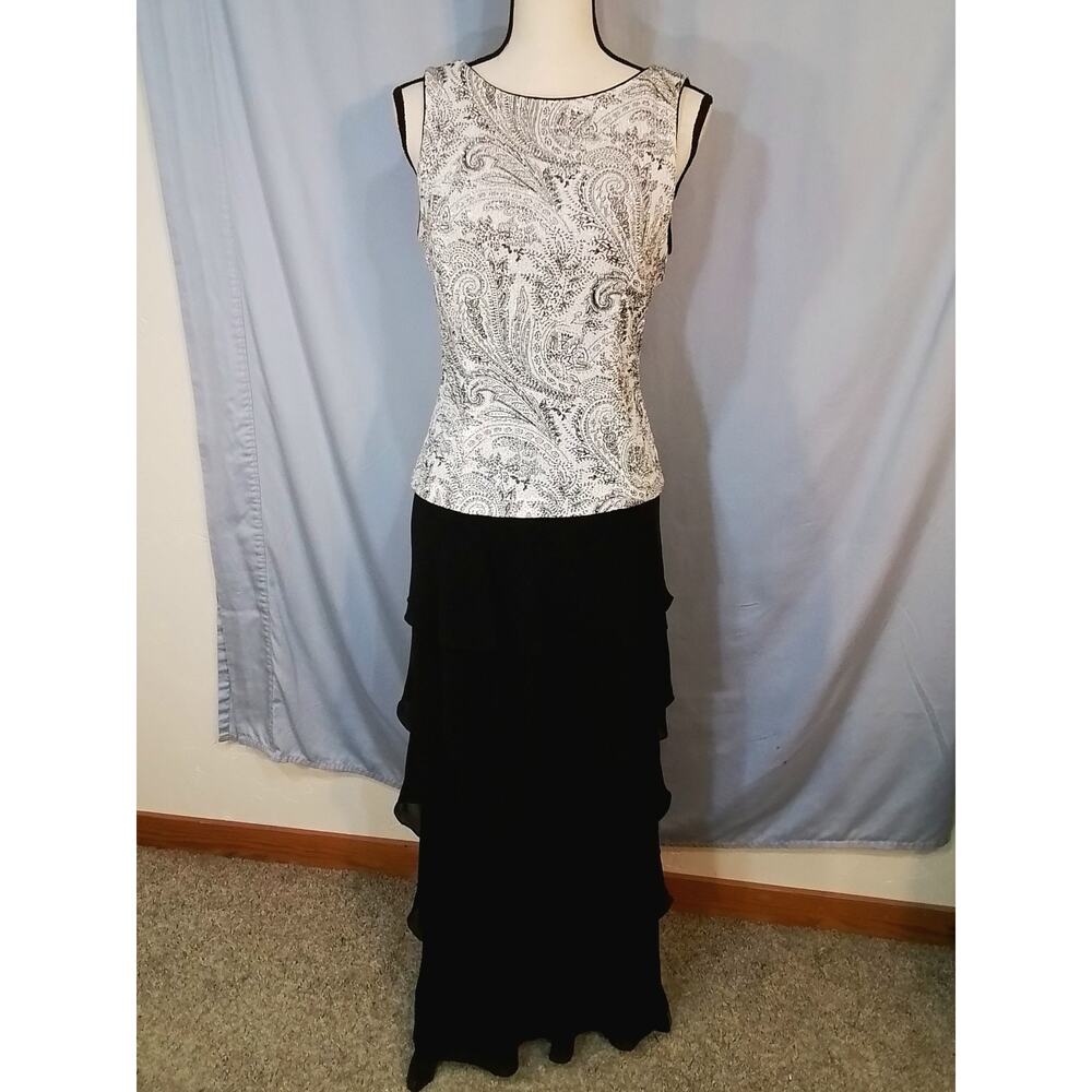 Patra; Silver sparkle and black tired dress